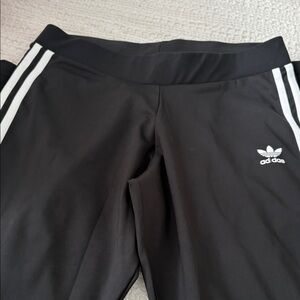 Adidas Women’s Black Joggers with White Stripes